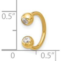 14K жълто злато габарит полиран CZ хрущялен пръстен - JBSP
