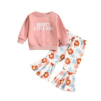 Теглени бебешки дрехи дрехи, разположени на дълъг ръкав, ромпер флорален панталон есен зимни бебешки дрехи дрехи