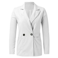 wendunide палта за жени дамски ежедневен джоб офис блейзър драпиран предно жилищен яке работен костюм дамски блейзери бели s