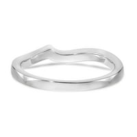 0,13ct. Cz солиден истински 14k бяло злато контуриран сватбена лента пръстен