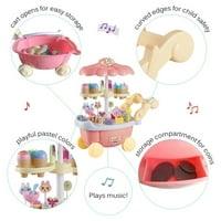 Vokodo сладолед количка десерт бонбони колички кухненски кухня комплект с музикална чадърна храна ястия деца образователно преструване играйте ранно учене готварск
