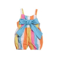 Borniu Toddler Boy Rishs Toddler Kids Baby Girl Crothes Summer Color Striped Bow Краткият алпинист