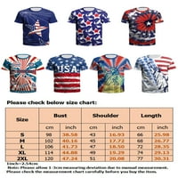 Paille Men Summer Tops American Flag Print Тениски Екипаж Тениска на шията Мъжки патриотична блуза Модна къса ръкав Основен Tee Style-F XL