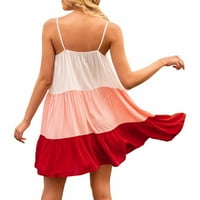 Norbi Sexy Stitching цветна жилетка рокля спагети каишка лятна рокля жени плажни рокли за камизоли