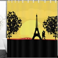 Декор душ завеси романтична двойка Париж целувка близо до Айфел Сгради Орин за хора Кула кула завеса за душ