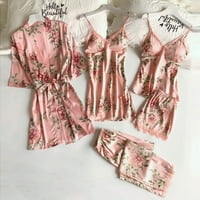 Tawop пижама за жени за жени с къс ръкав пижами ежедневни къси пижами домакински дрехи розово 12