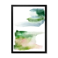 Дизайнарт 'сини зелени и розови петна облаци' модерен арт принт в рамка