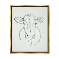 Ступел индустрии Ферма говеда крава Молив Скица Рисуване портрет рисуване печат металик злато плаваща рамка платно печат стена изкуство, дизайн от Валери Винерс