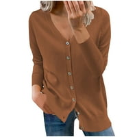 Лангер якета за жени, Модни дамски копчета Дълъг ръкав ежедневни твърди къси палто жилетка блуза зимни палта коледни подаръци за жени