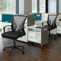 Lacoo Office Desk Стол среден бек ергономичен мрежест стол с подлакътник от 2, черно