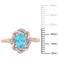 Миабела Дамски 1-Каратов овално изрязан апатит-каратов диамант 10кт Розово злато усукан ореол пръстен