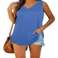 Glookwis Ladies v Neck Cami Sexy Blouse Bohemian Loose Pullover Основен без ръкави тениски