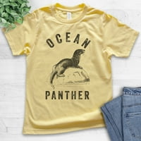 Kids Ocean Panther Seal Rish, младежки деца момче тениска, риза за уплътнение, забавна риза за животни, жълто, средна
