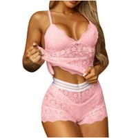Tdoqot женски бельо сет- Lace Halter Sexy Babydoll Sleepear Pink Pink Size 5XL