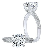 Кръгло бяло естествено диамантен полу-монтиран сватбен пръстен в 14k твърд бял златен пръстен Размер-10