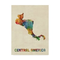Изобразително изкуство 'Централна Америка акварелна карта' платно изкуство от Майкъл Томпсет
