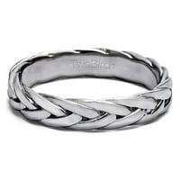 Сребърен сребърен обикновен плетен мъжки сватбен пръстен