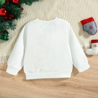 Koaiezne Toddler Boys Girls Коледни дълги ръкав Санта отпечатъци пуловер тениски суичър Топс