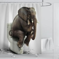 Парк слон душ завеса за баня комплект фланела мат тоалетна капак на капака на пиедестала килим
