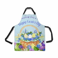 Пролетта щастлива великденска пожелания Великденска яйце престилка за жени мъже момичета готвач с джобове плетен кошница пролетта празнично цвете унизим регулируема кухня с престилка за готвене за готвене