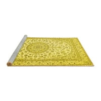 Ahgly Company Machine Pashable Indoor Round Medallion Жълти традиционни килими, 6 'кръг