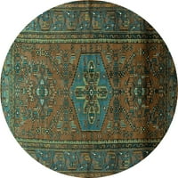 Ahgly Company Indoor Round Персийски тюркоазени сини традиционни килими, 8 'кръг
