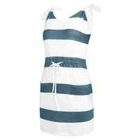 Sundress for Women Summer Fashion Fashion Striped Rabled Taist Halter Grouny Sling Ress