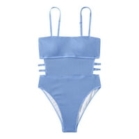 Gotyou swimsuit fashion женски секси солиден цвят без гръб темперамент плажни дрехи бикини бански костюм син xl