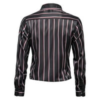 Fesfesfes Нов стил дълъг ръкав блуза мъжки райета принт облечени върхове ежедневни копчета за ревера светлина бизнес риза клирънс