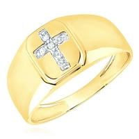 0,06ctw естествен диамант 10k жълто злато кръстосан пръстен