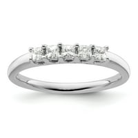 0,34ct. CZ Solid Real 14k бяло злато 5-каменна сватбена лента пръстен