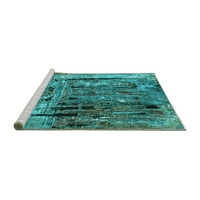 Ahgly Company Machine Pashable Indoor Rectangle Oriental Turquoise Blue Industrial Area Rugs, 2 '3'