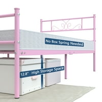 Йонстън пълен размер метална рамка легло с Табла Футборд за момичета възрастни, Розово