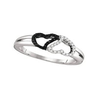 Бижута 10kt бяло злато дамски кръг черен цвят подобрен диамантен сърдечен пръстен cttw