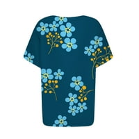 Mlqidk дамски пролетни върхове бутон надолу риза ежедневни модни отпечатани флорални шарки с късо ръкав риза