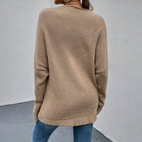 V-образно деколте с дълъг ръкав пуловер Топс Горещ клирънс за продажба за модни жени плътни цветове с дълъг ръкав Pullove v-ъг пуловер пуловерни върхове