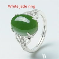 Тойела Мода зелен ахат пръстен прост ретро зелен нефрит пръстен регулируем отвор
