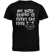 Най -добрият ми приятел е всяка котка някога черна младежки тениска - средна