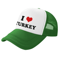 Сърце Турция Любов Храна Смешно Камион Шапка Бейзболна Шапка Унис Зелено