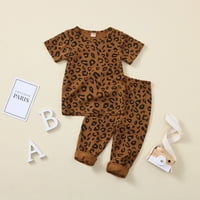 Simplmasygeni Денят на децата Подарък Деца Топс Просвещение Лято бебе Леопард Печат Сящ цвят Топ+панталони от две части костюм