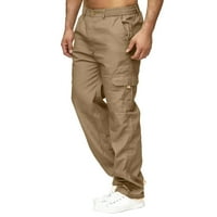 B91xz мъже суитчъри мъже универсални през целия сезон товарни панталони много джобен цип бутон подгъва плътно цвят плюс размер на открито панталони khaki, размер xxl