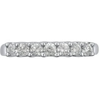Ариста карат Т. У. диамантен 7-каменен венчален пръстен в 10к Бяло Злато