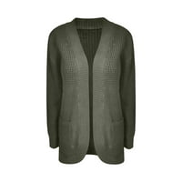 Wendunide Coats for Women Women's Longlaved Cardigan Plaits палто с джобове Женско палто с пуловер Зелен XL
