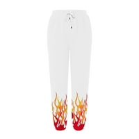 Smihono се занимава с дамски пламък отпечатване на суитчъри Разхлабени панталони с джобове с високи панталони за талии елисти