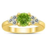 Дамски пръстен с Перидот и диамант Синтия в 10к жълто злато