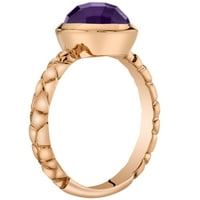 Ораво КТ овална форма лилаво аметист пасианс пръстен в 14к Розово злато