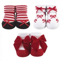 Hudson бебе бебе -бебе момиче чорапи за подаръци, червени лъкове, един размер