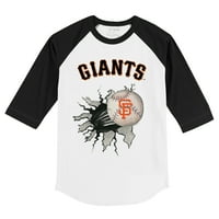 Детска мъничка бяла черна черна тениска от сан Франциско гиганти бейзбол разкъсване на ръкав с ръкав