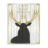 Ступел индустрии Добро утро елен животински страна Черно злато дума дизайн стена плака от събота вечер пост