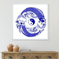 Дизайнарт' синя Чиноазерия Кои риба Ии ' традиционна рамка платно за стена арт принт